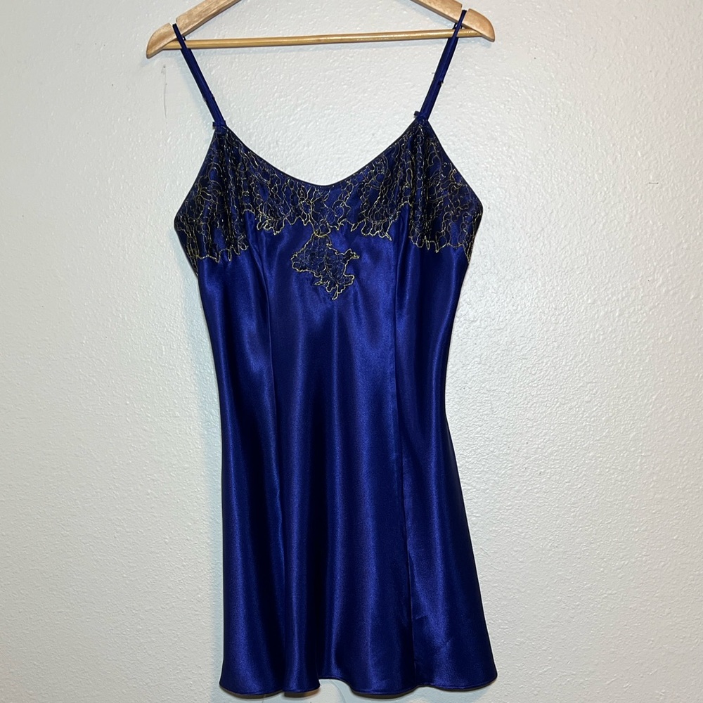 Oscar De La Renta Pink Label Purple Vintage Gown Sz Large Lingerie Slip Satin